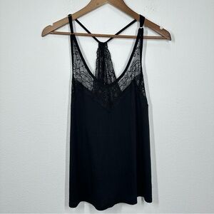 Floral Nikrooz Black Lace Trimmed Racerback Pajama Intimate Top Size‎ Large NWT